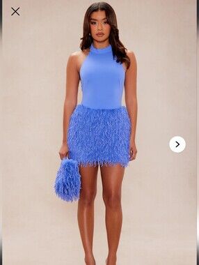 Hannah Feathered Mini Dress and Handbag Set - Purple NWT